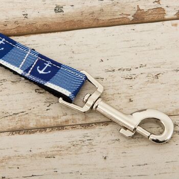 Anglesey Blue And White Check Nautical Dog Lead, 5 of 7