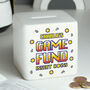 Personalised Gaming Fund Ceramic Square Money Box, thumbnail 1 of 5