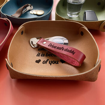 Personalised Leather Tray, Keyring, Anniversary Gift, 7 of 10