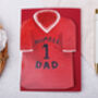 Football Number One Dad Father's Day Card With Blue Or Red T Shirt Design, thumbnail 7 of 8