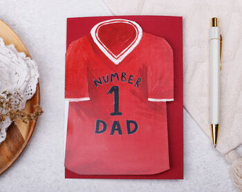 Football Number One Dad Father's Day Card With Blue Or Red T Shirt Design, 7 of 8