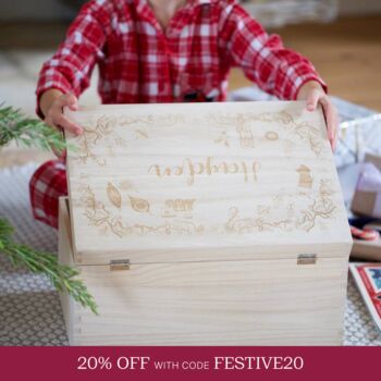 Personalised Name Wooden Christmas Eve Box, 2 of 8