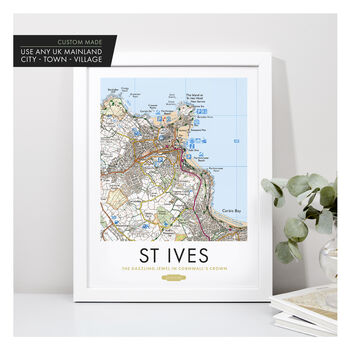 Favourite UK Town Location Personalised Map Print, 12 of 12