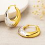 Large Gold Plated Sterling Silver Hinged Disco Hoop Earrings, thumbnail 1 of 5