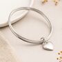 Personalised Heavy Sterling Silver Double Bangle With Heart Charm, thumbnail 1 of 10