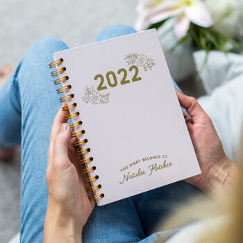 Personalised 2023 Gold Foil Diary With Floral Design, 2 of 12