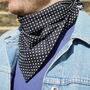 Mens Black Polkadot Cotton Neckerchief, thumbnail 1 of 10