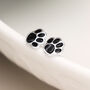 Sterling Silver Black Paw Print Stud Earrings – 5mm, thumbnail 5 of 6