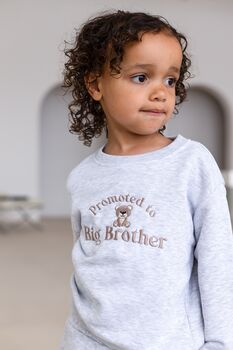 Promoted To Big Brother Or Big Sister Embroidered Bear Sweatshirt Jumper, 6 of 6