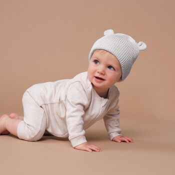 Organic Baby Bear Beanie Hat, 5 of 10