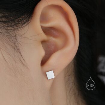 Sterling Silver Minimalist Square Stud Earrings, 6 of 11