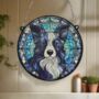 Border Collie Long Haired Stained Glass Effect Suncatcher, thumbnail 5 of 6