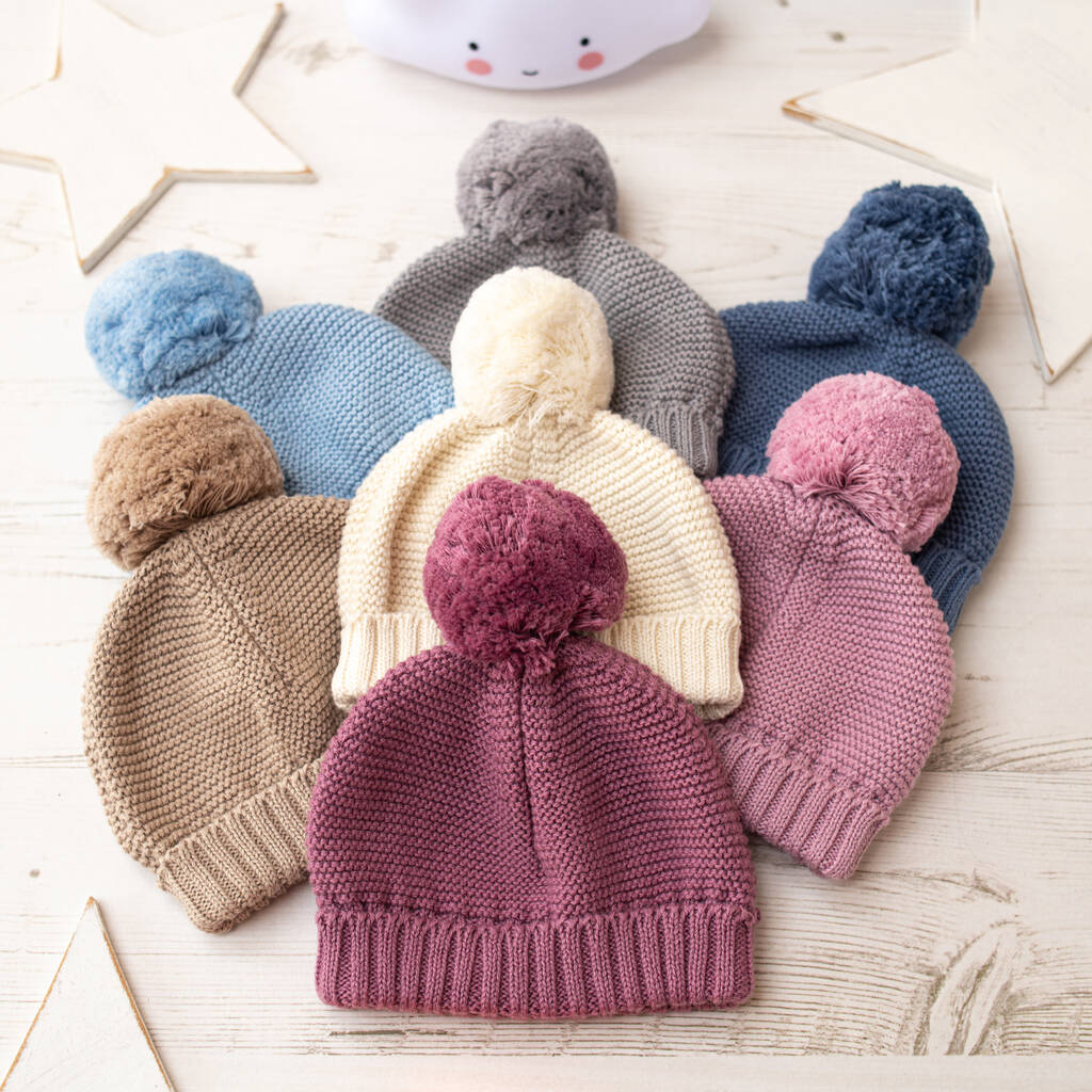 Unisex Big Bobble Knitted Baby Hat, 1 of 10