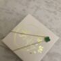 Gold Plated Green Single Clover Necklace, thumbnail 5 of 7