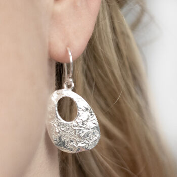 Sterling Silver Molten Dangly Earrings, 4 of 5