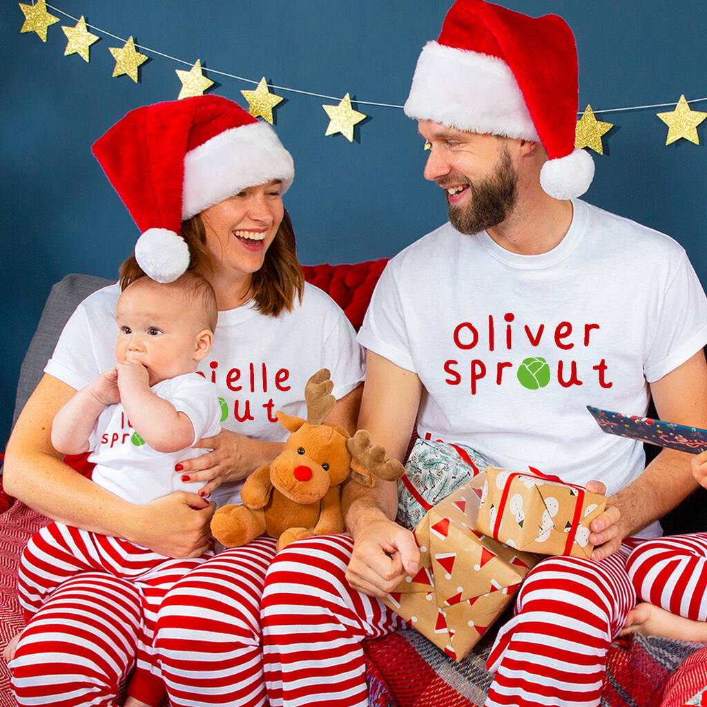 Personalised Sprout Christmas Family Pyjamas Set, 1 of 11