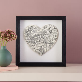 Custom Black And White Map Heart Wall Art, 5 of 9