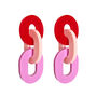 Red Pink Chain Link Earrings, thumbnail 2 of 5
