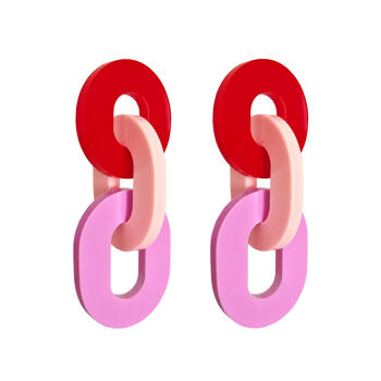 Red Pink Chain Link Earrings, 2 of 5