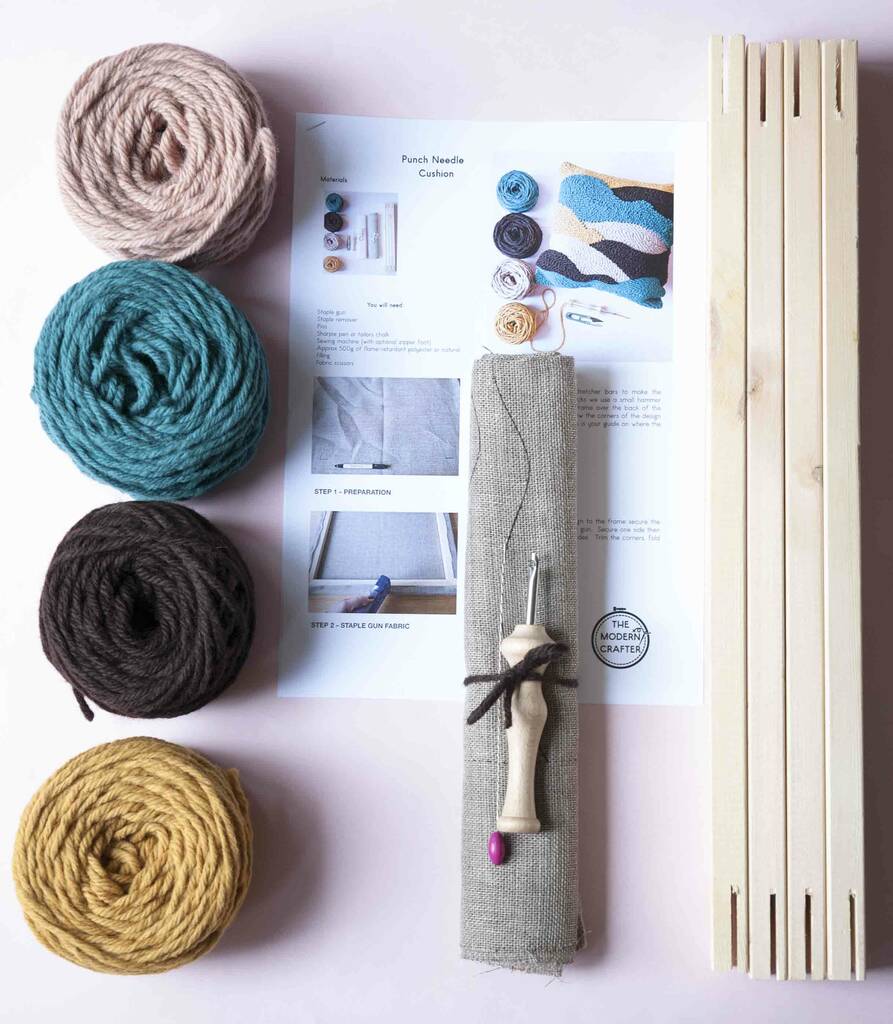 mountain punch needle cushion diy kit by the modern crafter