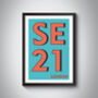 Se21 Dulwich, London Postcode Typography Print, thumbnail 3 of 7
