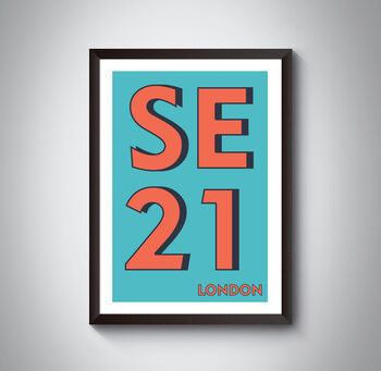 Se21 Dulwich, London Postcode Typography Print, 3 of 7