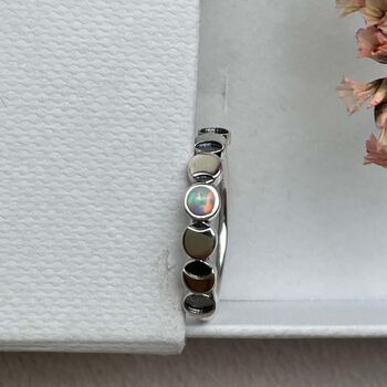 Sterling Silver Opal Lunar Phases Moon Ring, 6 of 9