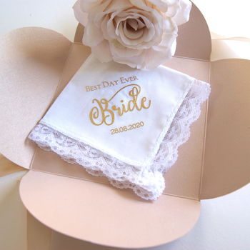 Brides Wedding Gift Keepsake Handkerchief Best Day Ever, 4 of 6