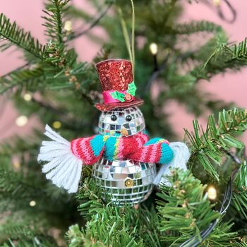 Personalised Disco Ball Snowman Christmas Decoration, 6 of 7