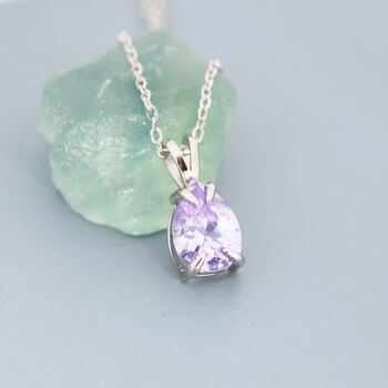 Sterling Silver Alexandrite Purple Blue Pear Cut Cz Necklace, 2 of 12