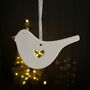 White Bird With Heart Cut Out Hanging Decoration, thumbnail 2 of 2