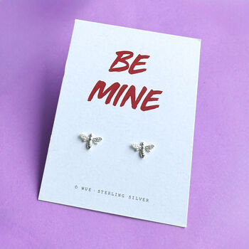 Be Mine Silver Bee Earrings With Choice Of Message Card, 4 of 4