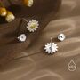 Sterling Silver Little Sunflower Flower Stud Earrings, thumbnail 2 of 12