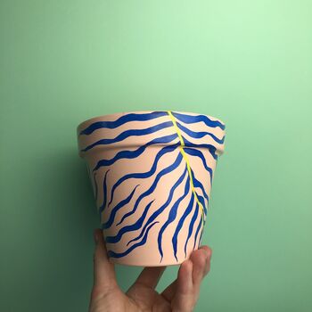 Palm Print Hand Painted Plant Pot, 5 of 7