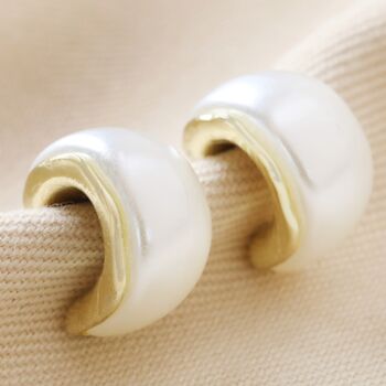 Small Pearlescent Hoop Earrings In Gold, 5 of 6