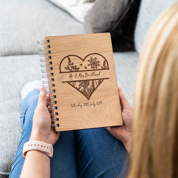 Personalised Floral Heart Wooden Wedding Guest Book, 3 of 6