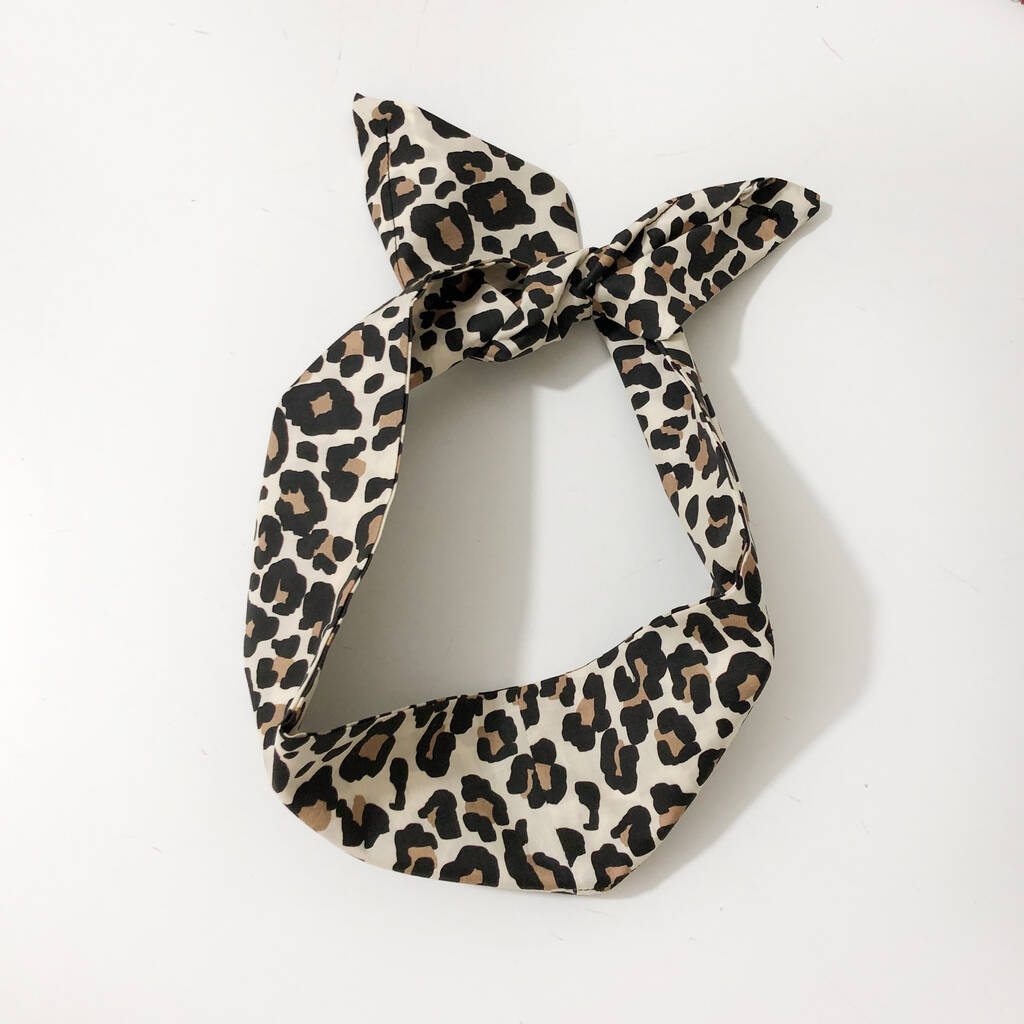 Leopard Print Cotton Wire Headband, 1 of 5