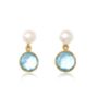 Nova Blue Topaz And Cultured Freshwater Pearl Drop Earrings, thumbnail 2 of 3