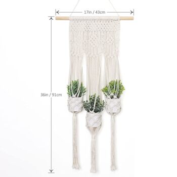 Three Pack Of Beige Macrame Plant Hangers Indoor, 7 of 7