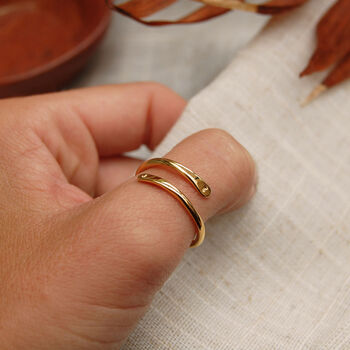 Gold Adjustable Wrap Hug Ring With Personalised Initials, 4 of 9