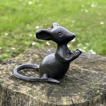 Set Of Two Solid Cast Iron Mice In Gift Pouch, 5 of 7