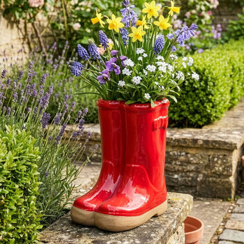 Personalised Red Wellington Planter, 2 of 6