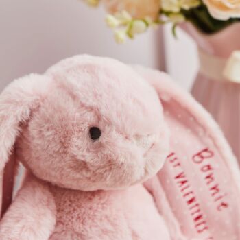 Personalised My 1st Valentine's Day Pink Bunny Soft Toy, 2 of 3