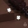 Shamrock Stud Earrings In Sterling Silver, thumbnail 2 of 12
