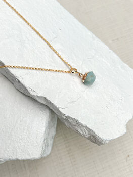 Amazonite Nugget Necklace Real 18k Gold Plated, 2 of 7