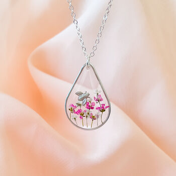 Sterling Silver Floral Bee Necklace, 2 of 5