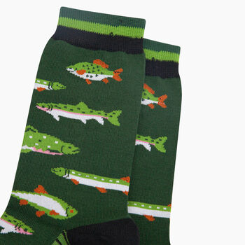 River Fishing Bamboo Socks In Green, 2 of 4