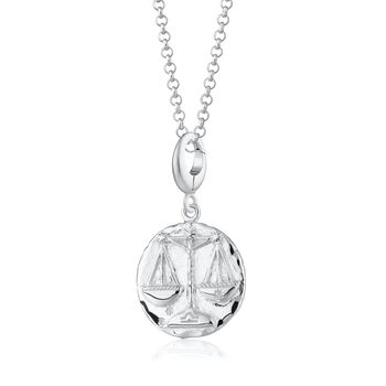 Sterling Silver Libra Zodiac Charm Necklace, 2 of 6