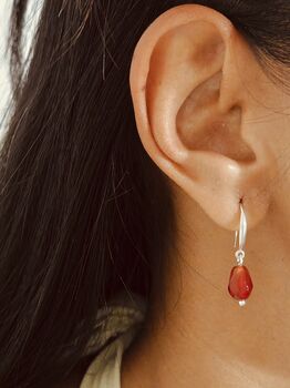 Red Agate Pomegranate Seed Sterling Silver Earrings, 4 of 8