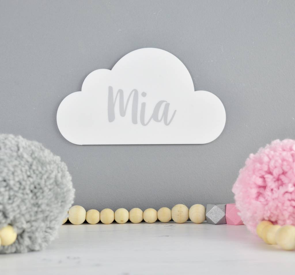 Personalised White Cloud And Colour Name Sign, 1 of 6